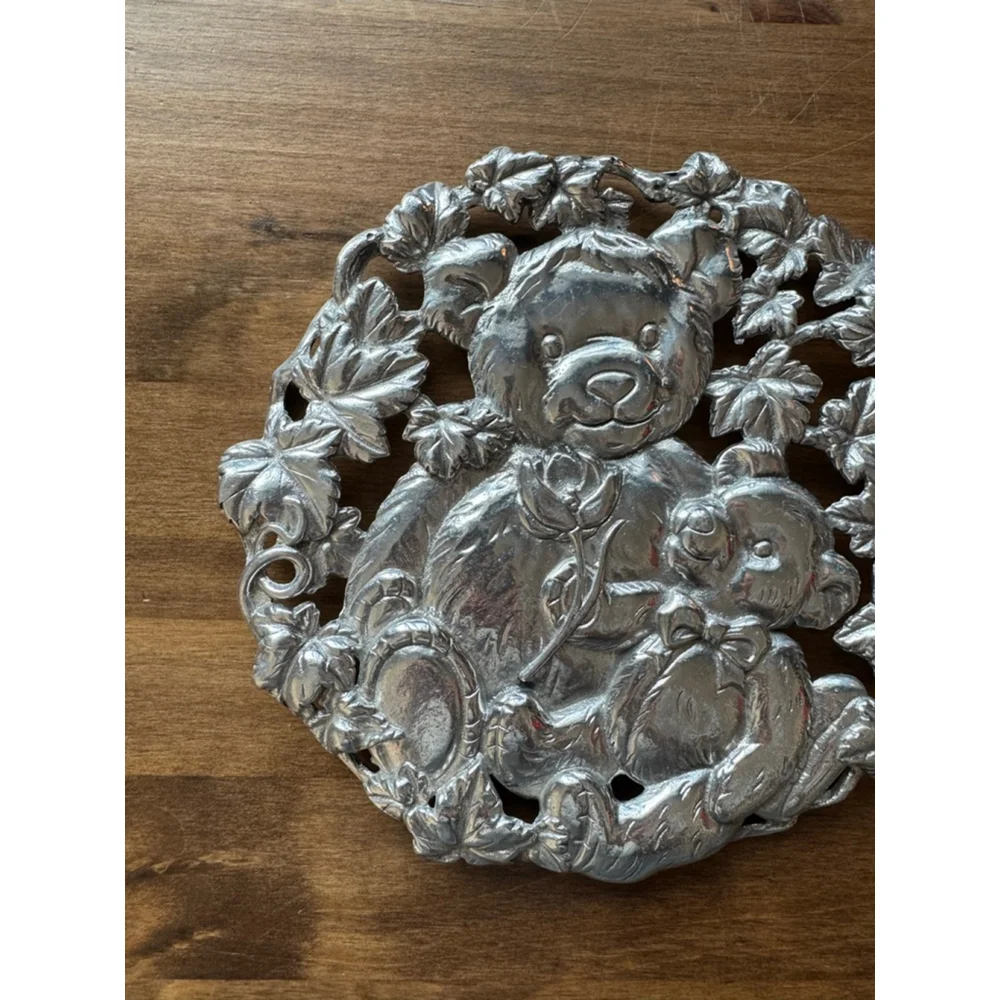 Arthur Court Silver‎ Bear Family Trivet Hot Plate One Size Kitchen Tool